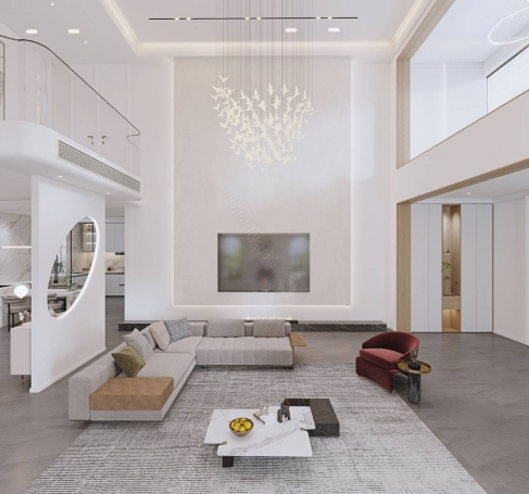 海通花苑现代简约别墅装修效果图-6