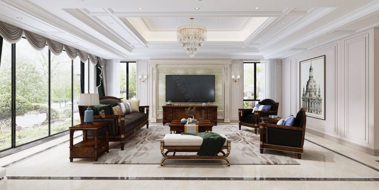 天马花苑美式风格别墅装修效果图-5