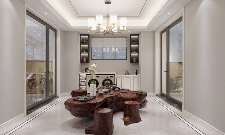 宝华源墅轻奢风格别墅装修效果图-3