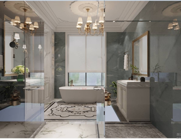 宝华源墅轻奢风格别墅装修效果图-6