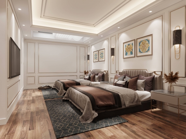 宝华源墅轻奢风格别墅装修效果图-14