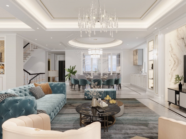 宝华源墅轻奢风格别墅装修效果图-16