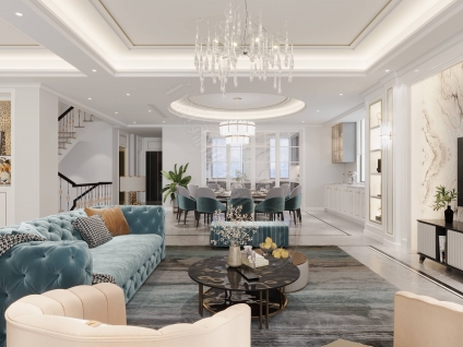 宝华源墅轻奢风格别墅装修效果图