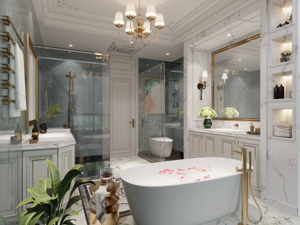 宝华源墅轻奢风格别墅装修效果图-3