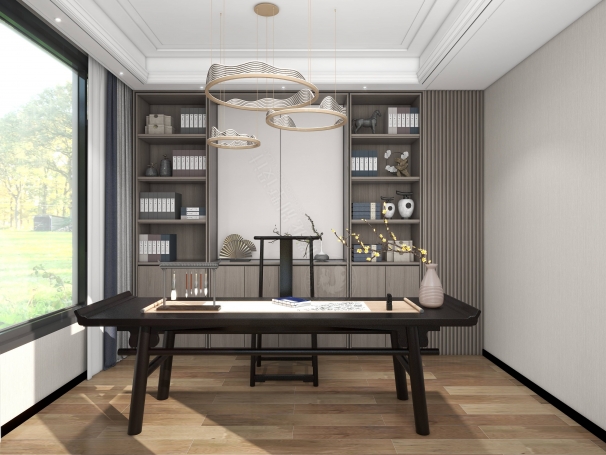 宝华源墅轻奢风格别墅装修效果图-14