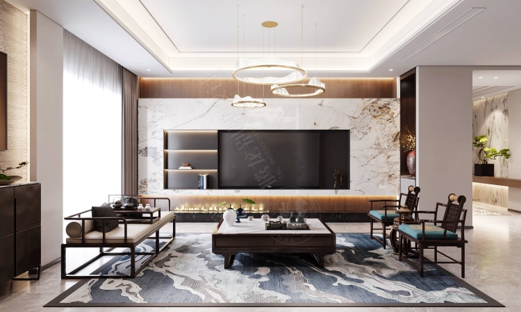 一品漫城新中式风格别墅装修效果图-6