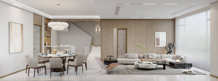 宝华源墅现代简约别墅装修效果图-6