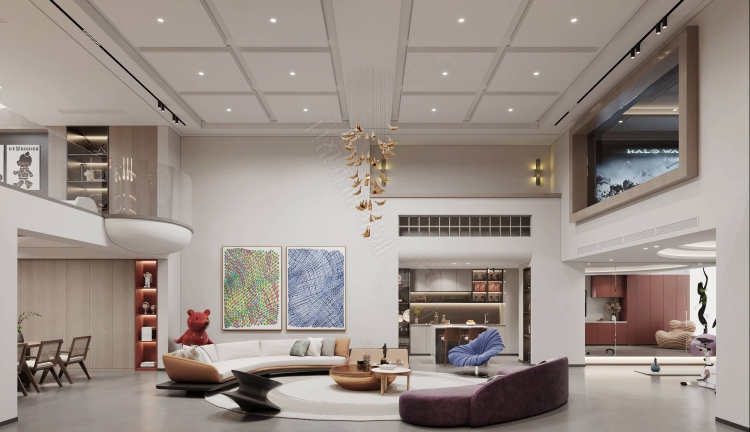 宝华源墅现代简约别墅装修效果图-3