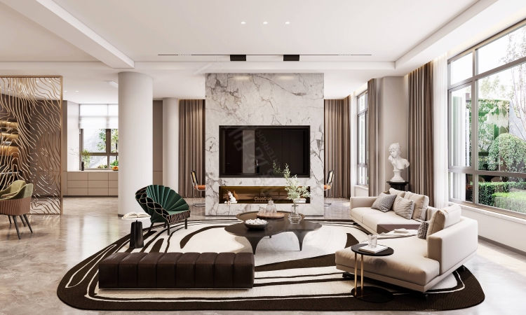 宝华源墅现代简约别墅装修效果图-3