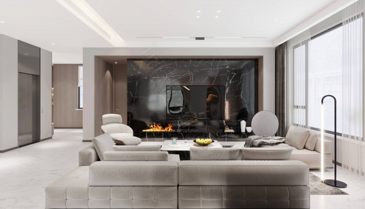 海上湾现代简约别墅装修效果图-1