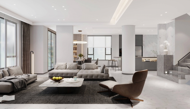 海上湾现代简约别墅装修效果图-4