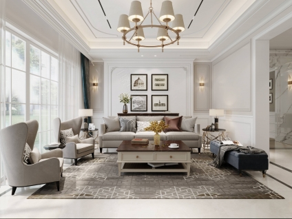 绿城玫瑰园美式风格别墅装修效果图