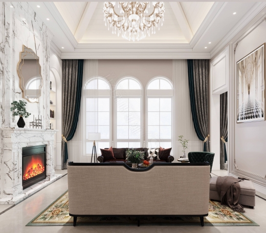 绿城玫瑰园美式风格别墅装修效果图-1