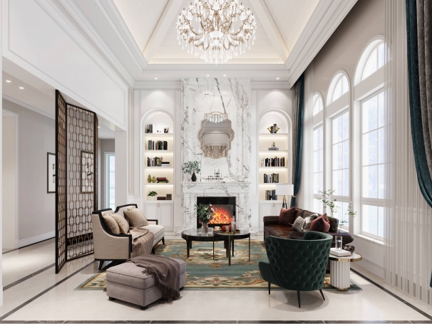 绿城玫瑰园美式风格别墅装修效果图-3