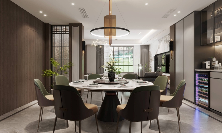 露香园新中式风格别墅装修效果图-7