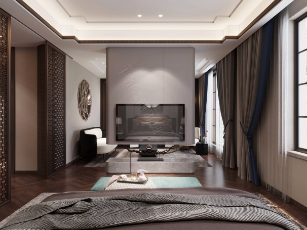 露香园新中式风格别墅装修效果图-10