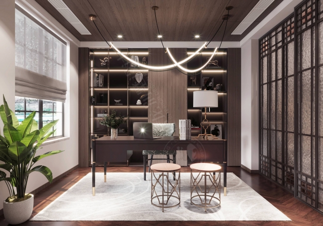 露香园新中式风格别墅装修效果图-11