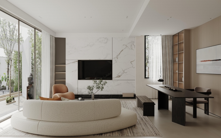 海上溪云现代简约别墅装修效果图-4