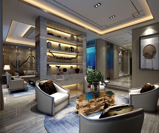 宝华栎庭现代简约别墅装修效果图-6