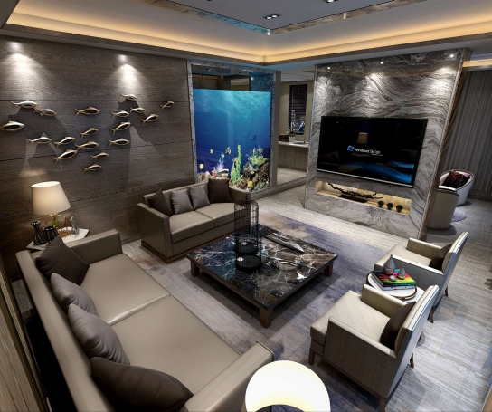 宝华栎庭现代简约别墅装修效果图-7