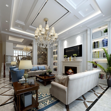 南郊中华园欧式风格别墅装修效果图-2