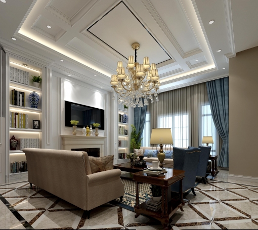 南郊中华园欧式风格别墅装修效果图-6