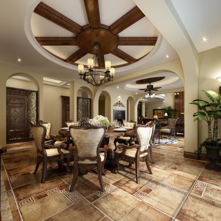 紫都晶园美式风格别墅装修效果图-7